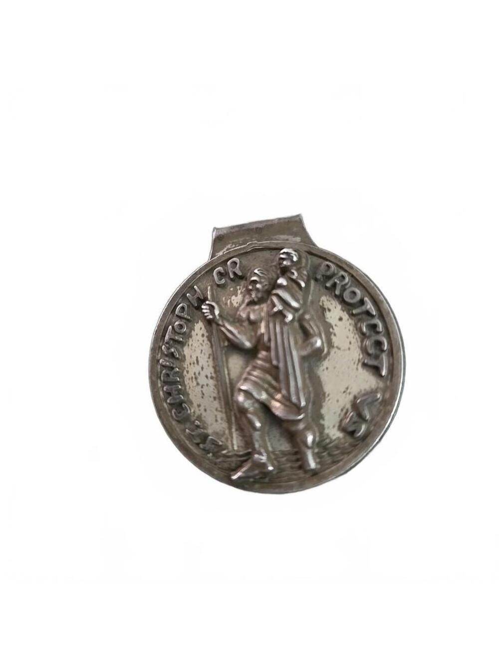 Creed Antique Silver Saint Christopher Religious Money Clip 44mm